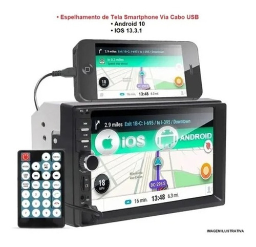 Central Multimídia Mp5 2din Bluetooth Usb Espelhamento Fm Sd