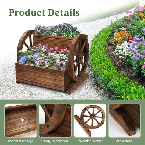 Jardinera De Madera Con Ruedas, Maceta Decorativa Para Flore