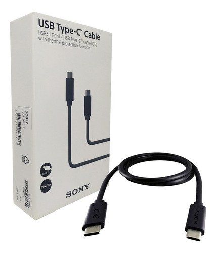 Cable Usb Sony Ucb32 Negro Con Entrada Tipo C Salida Tipo C