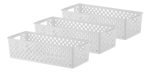 Cesto Caja Organizadora Organizador Calado Blanco 34cm Setx3