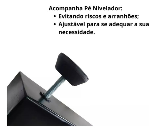 Pe Base Pra Mesa Com 2 Travessas Metal Livre Cor Preto