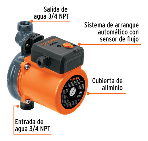 Bomba Presurizadora 1/3 Hp, Truper. 103356