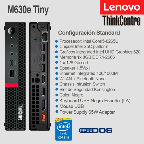 Mini Pc Lenovo M630e Tiny Core I5 8gb 256gb Ssd Free Dos /p