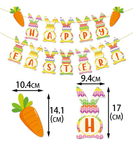 Pancarta De Feliz Pascua, Decoraciones Colgantes En Forma De
