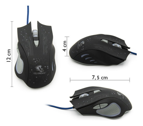 Mouse Gamer Rgb Ergonómico Con Cable, Alta Precisión Color Negro
