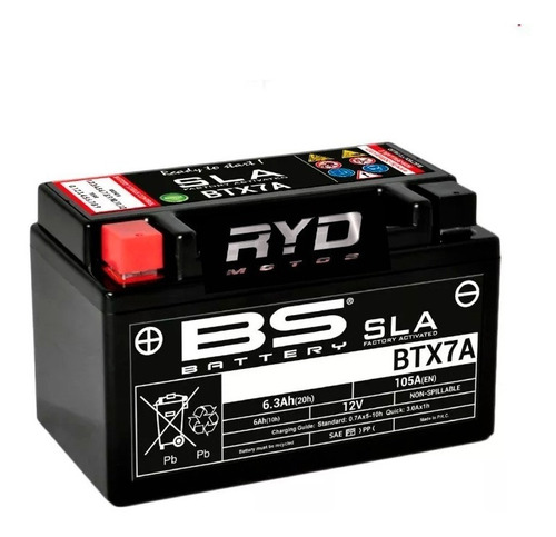 Batería Btx7a = Ytx7a-bs Kymco Agility 125 Bs Battery Ryd