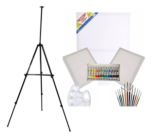 Set De 7 Pcs De Arte Atril Aluminio 160cm + Kit Para Pintar