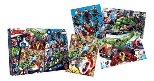 4 Puzzle / Rompecabezas - Avengers - Marvel