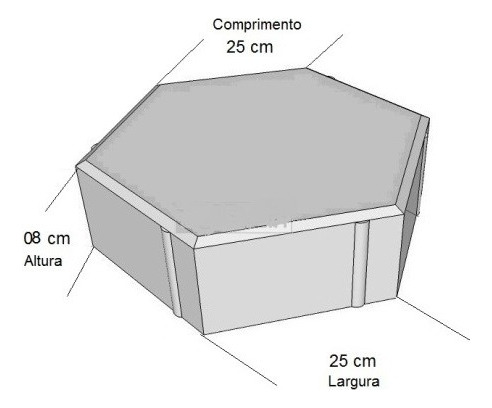 Forma Lisa Sextavada 25x25x8 Durável E Eficiente - 12 Un