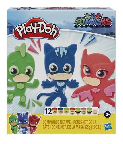 Play Doh Pj Masks Con 12 Latas Y 3 Personajes 