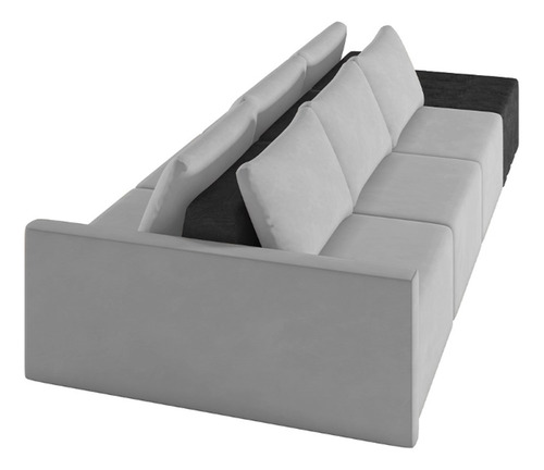 Sofá Ilha Modular E Puff 342cm Georgia K04 Vld Cinza/preto Cor Cinza