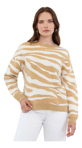 Sweater Mujer Print Cebra Rosa Corona