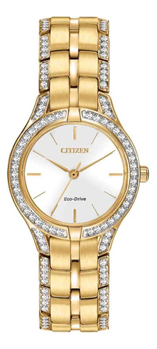 Reloj Eco Drive Mod Efe2062-58a Mujer Citizen Color de la correa Dorado Color del bisel Dorado Color del fondo Blanco