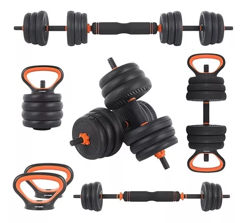 Mancuernas Pesas Ajustables Set 30kg 3en1 +barra +kettlebell