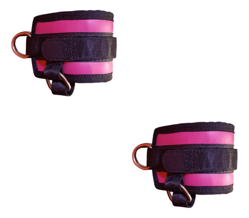 Grilletes Reforzados Gym Tobilleras Ajustables Par Rosa Chicle