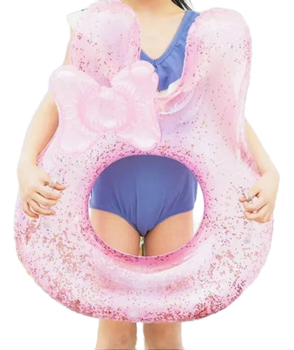 Inflable Flotador Kitty Con Glitter Rosa