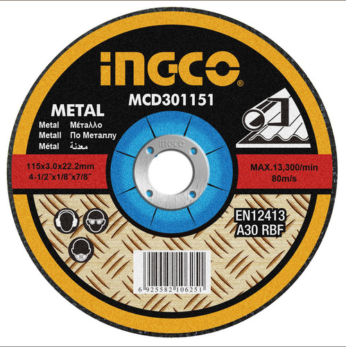 Disco De Corte Metal Abrasivo 125mm X 1.2mm X 22.2mm  Ingco