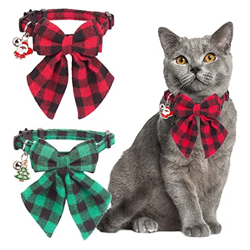 Collares De Gato De Navidad Lazo  E, 2 Paquetes De Coll...