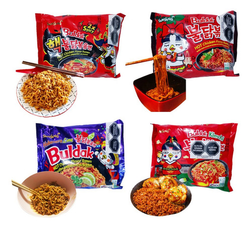 Pack Fideos Ramen Samyang Buldak Sabor Pollo Picante 4u