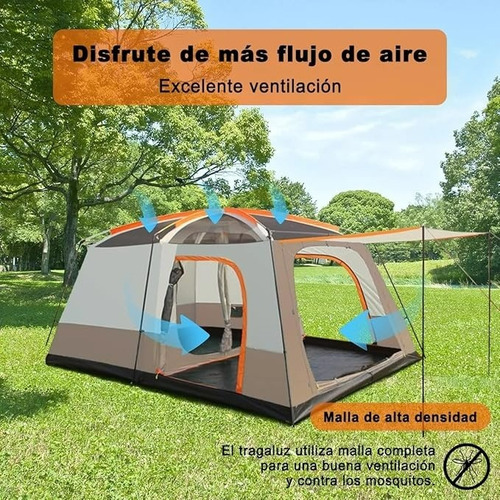 Carpa 12 Personas Impermeable Con Doble Capa Y Ventilación