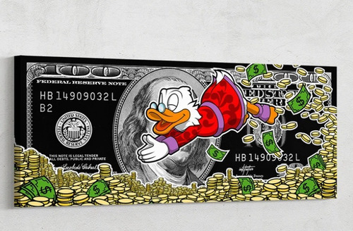 Cuadro Decorativo Billete Scrooge Mcduck En Canvas 100x40cm