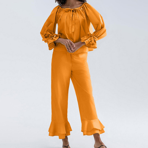 Pantalones Largos De Manga Larga Para Mujer Con Forma De Pij