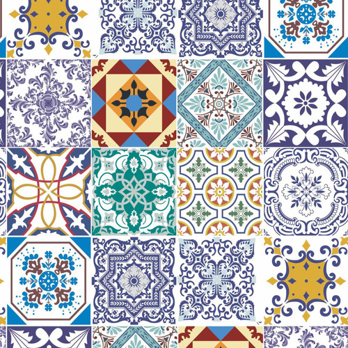 Papel De Parede Azulejo Cozinha Colorido Banheiro Lavável