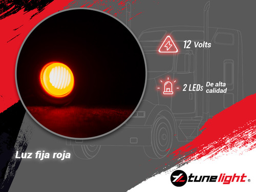 20 Pzas Plafones Tipo Botón Luz Fija Roja 2 Leds Tunelight