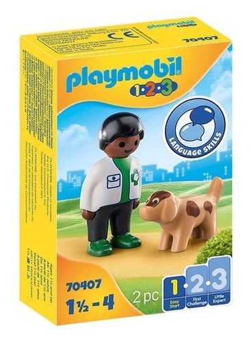 Playmobil 70407 Linea 1 2 3 Veterinario Con Perro