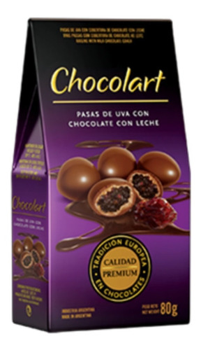 Chocolart Pasas C/chocolate Estuche 80g - Cioccolato