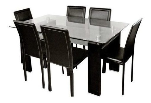 Juego De Comedor Prisma Original 6 Sillas Negro 