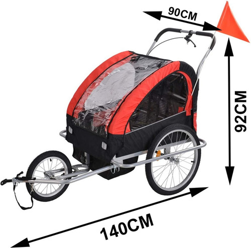 Imagen 7 de 7 de Trailer Coche De Niños Para Bicicleta Plegable Verde