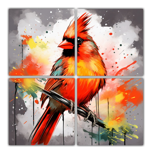 60x60cm Cuatro Canvas Forma Espacio Cardinal In Orange Color