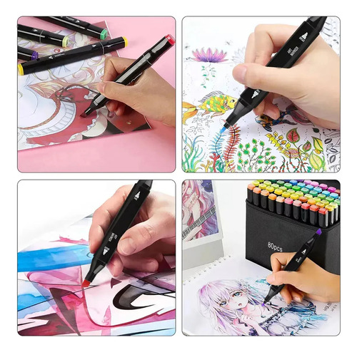 Kit De Marcadores 168 Cores Double Tip + Livro Para Colorir