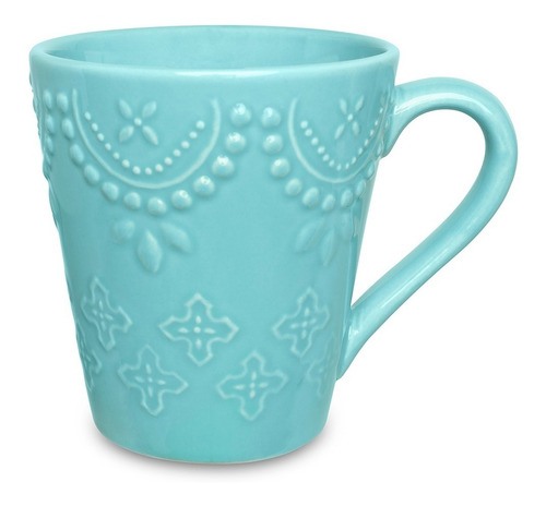 Set Jarro Taza Mug X2 Biona Cerámica Dallas Asas 280ml Color Celeste