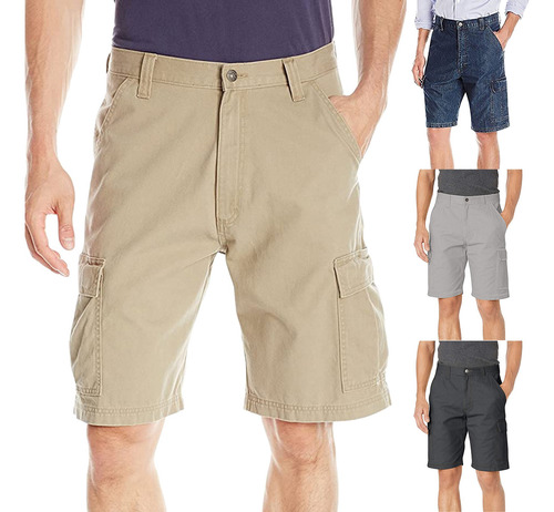 Pantalones Cortos Tipo Cargo Holgados De Sarga Militar Con M
