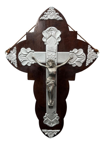 Crucifixo Antigo Jesus Cristo Crucificado Madeira Metal 