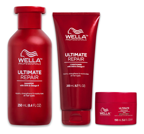 Trío Wella Ultimate Repair Reparación Intensa Cabello Dañado