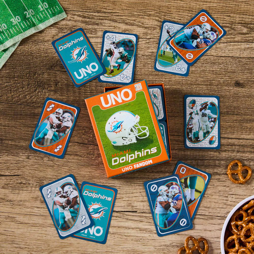 Uno Fandom Nfl Miami Dolphins Mattel 2024 Juego De Mesa