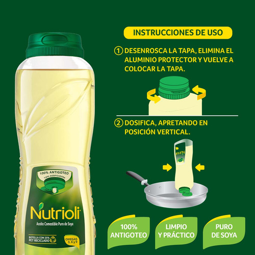 Aceite Vegetal Nutrioli Antigoteo Puro De Soya 700ml