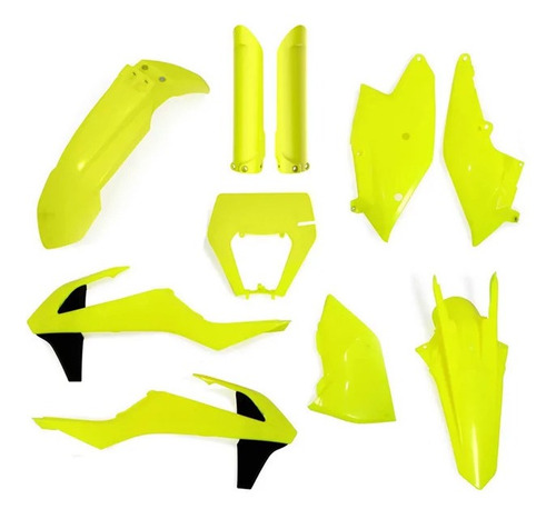 Kit Plásticos Polisport Ktm Exc Amarelo Fluor 2017 Até 2019