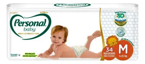 Pack 34 Fraldas Personal Baby Premium Protection M - R$ 36,49