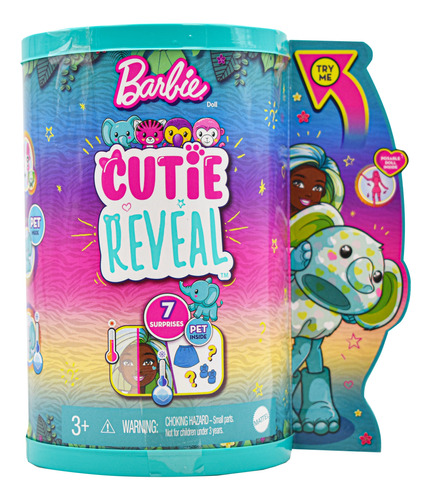 Barbie Cutie Reveal Elefante Jungla 7 Sorpresas 14cm Mattel