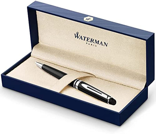 Bolígrafo Lacado Negro Waterman Expert Con Oro,  bolígrafo