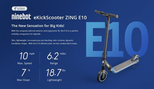 Imagen 7 de 9 de Zonazero Monopatin Segway Niños Ninebot Kickscooter Zing E10