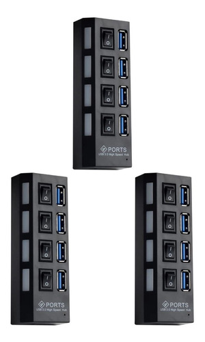 Ser Of 3 Usb 3.0 Hub Concentrador 4 Puerto