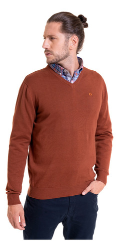 Sweater Cuello V  Color Ladrillo