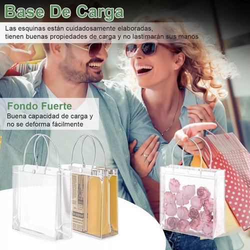 40 Bolsa Regalo Con Asa Transparentes Boda Bautizo Recuerdos Transparente Bolso Transparente