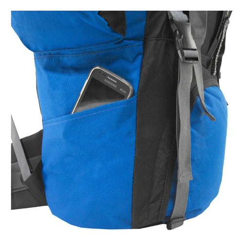 Mochila Intruder Nautika Cargueira 80 Litros Camping Ntk Cor Preto E Azul Desenho Do Tecido Liso
