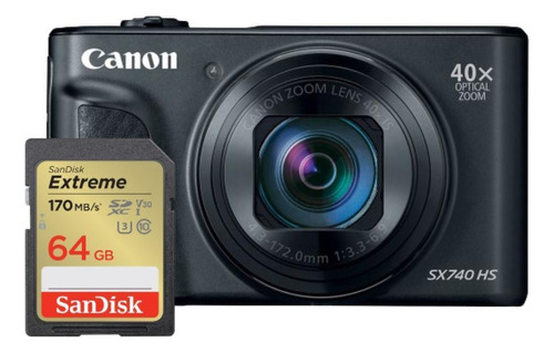 Câmera Canon Powershot Sx740 Hs + Cartão Sandisk 64gb Sdxc